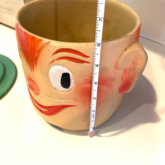 1940’s Oscar the dough boy primitive folk art cookie jar with green lid - Picture 7 of 13